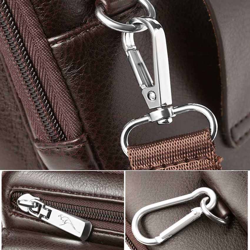 Everyday brown PU leather shoulder bag for men, a compact and functional crossbody for essentials.