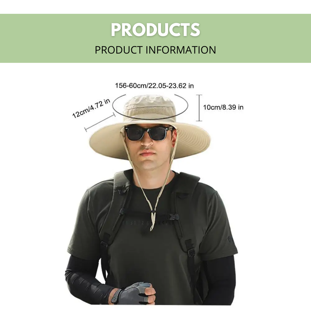Inside view of CoolBreeze Solar Fan Hat, showing comfortable lining and fan mechanism, sun protection