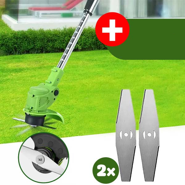 Ergonomic BladeTrim 18000 electric trimmer, designed for comfortable yard care.