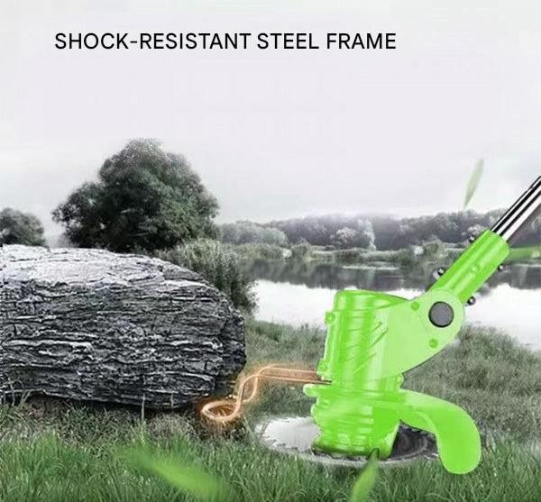 A gardener using the BladeTrim 18000 electric weed eater for neat landscaping.