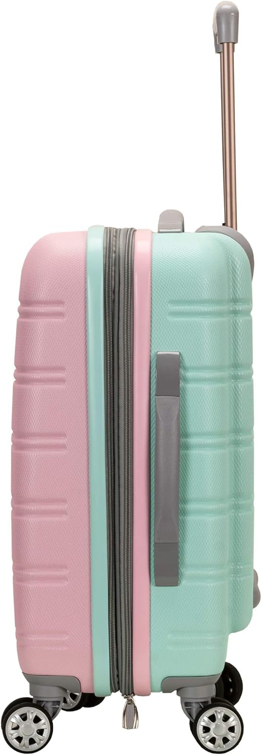 Stylish Cotton Candy hardside expandable carry-on luggage, ABS material, with smooth double spinner wheels.