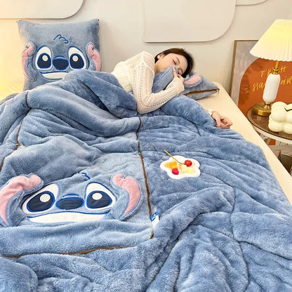 Unisex gift: Soft fleece character blanket & cushion set. Home comfort plush.