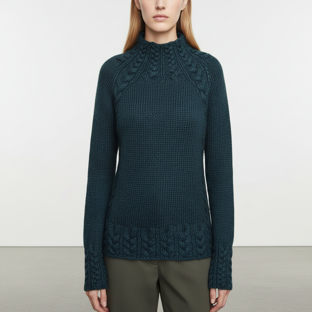 Close-up of the soft texture on a women's comfortable knit winter sweater