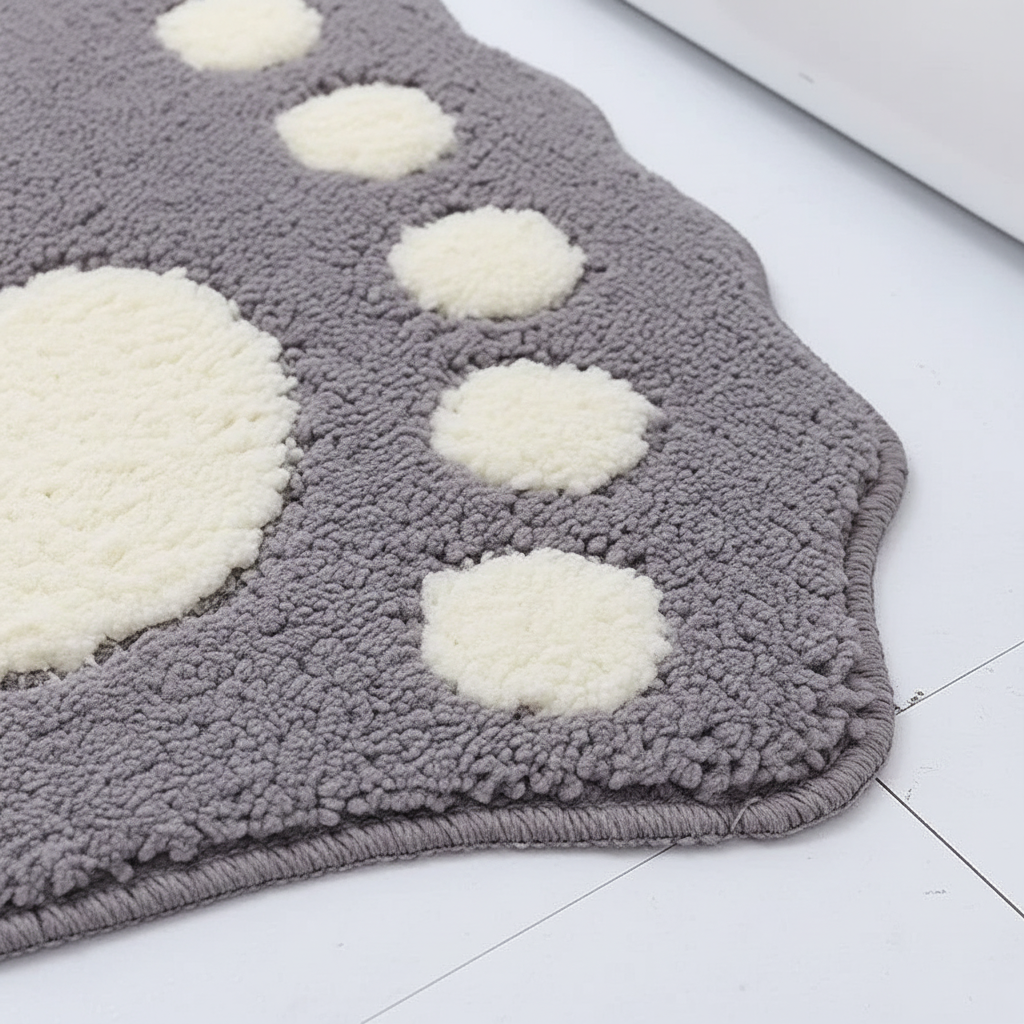 Unisex foot-shaped bath mat by CozyFoot on a tiled bathroom floor, highlighting its non-slip feature