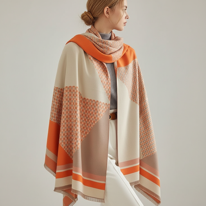 Accessory highlight: CozyLuxe soft multi-colored winter scarf, a must-have for cold weather