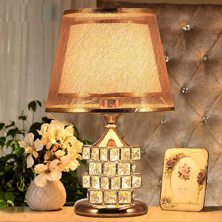 Dimmable LED crystal table lamp showcasing intricate crystal design for elegant home decor