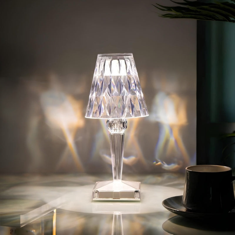 Modern home decor crystal LED lamp, LumeCrystal, with intuitive touch control