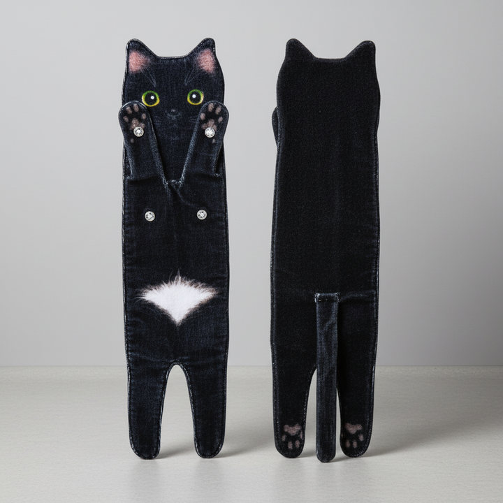 Novelty cat design quick dry hand towel, great for bathroom decor