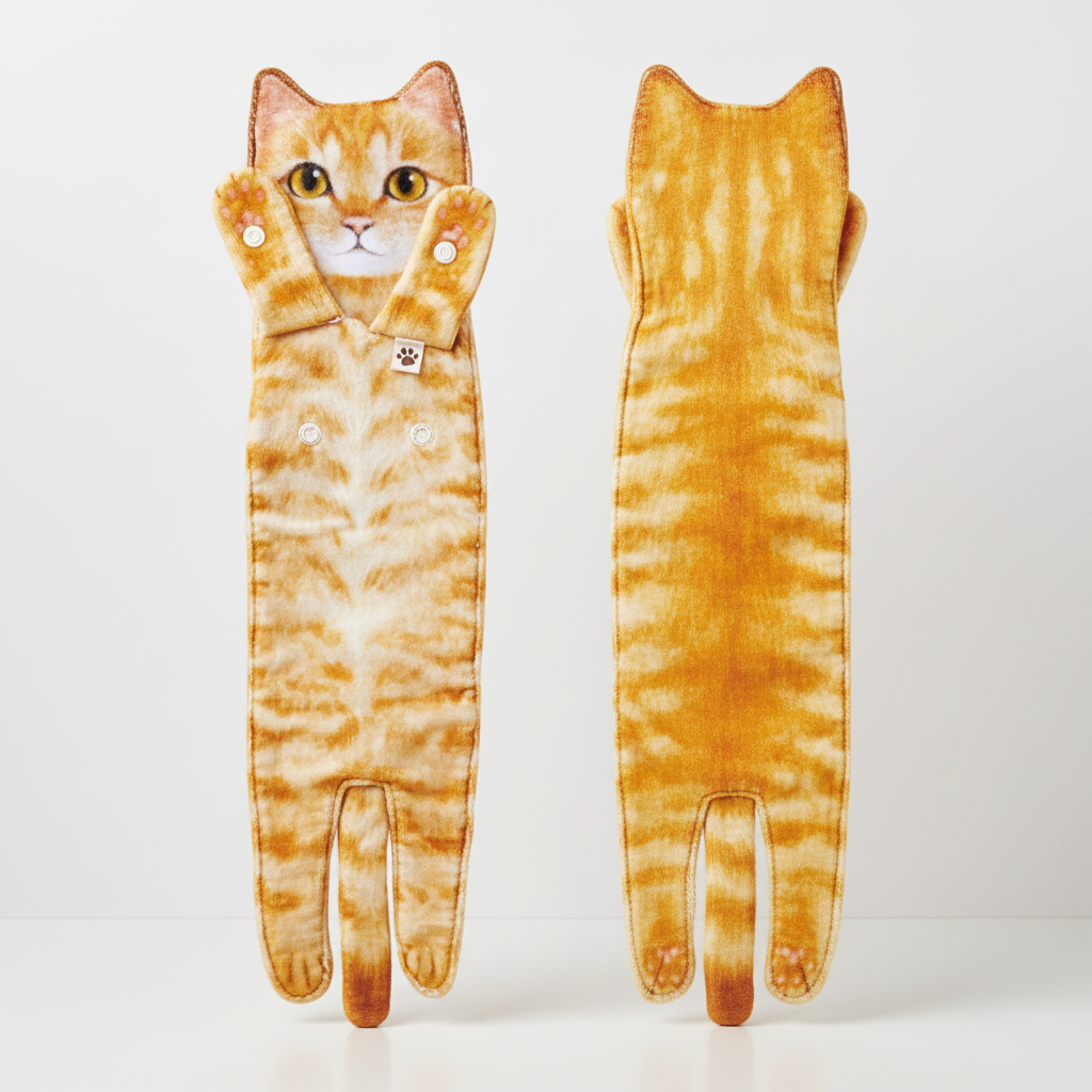 Charming cat themed quick dry hand towel, perfect for kitchen and bathroom use