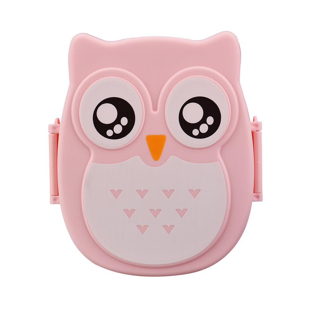 Children's cute owl lunchbox, a durable plastic food container for school lunches & kids' meal prep.