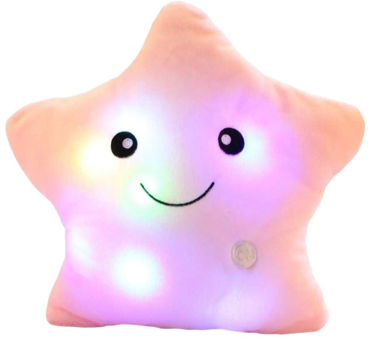 Colorful glowing star plush, a comforting bedtime toy and gentle night light for young children.