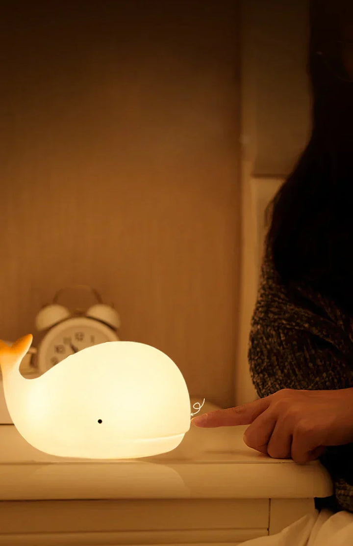 Unisex kids whale night light, color changing lamp, touch control silicone, ideal baby shower gift