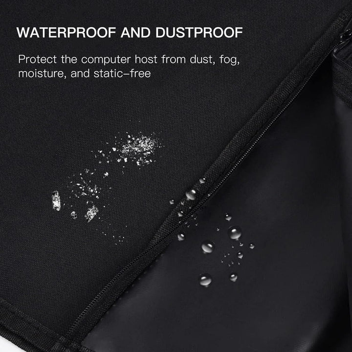 PC protection: black waterproof computer tower cover with zipper closure
