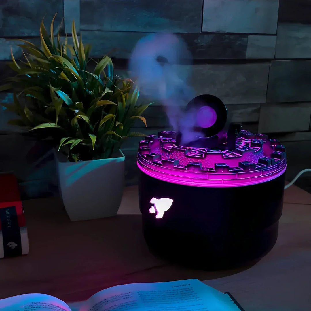 Relaxing cannon humidifier with soft LED glow and essential oil diffusion for any room.