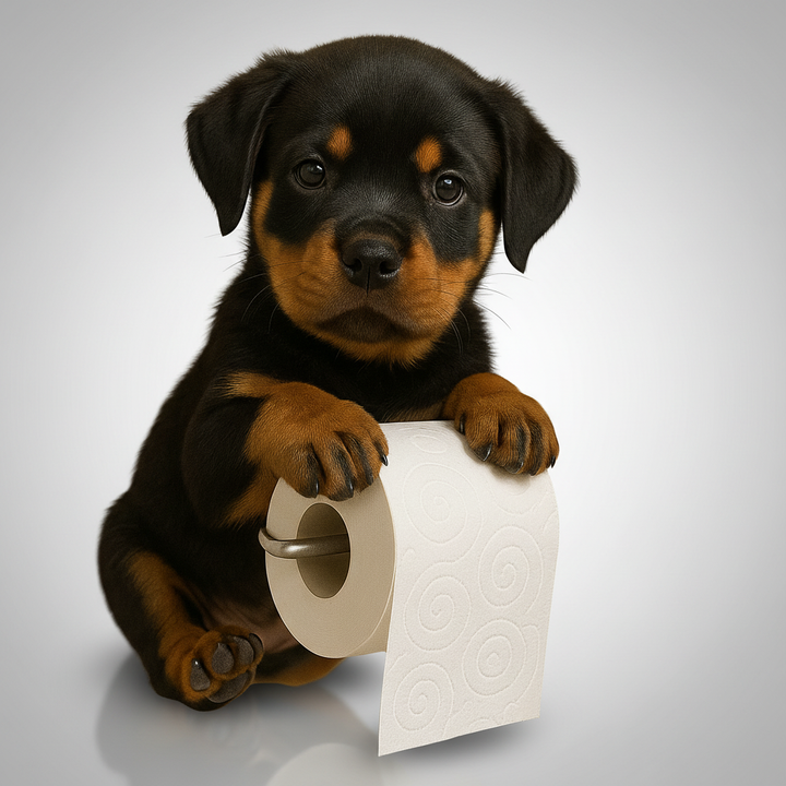 Side profile of the WuffKeeper dog toilet paper holder, a charming resin decor bathroom accessory