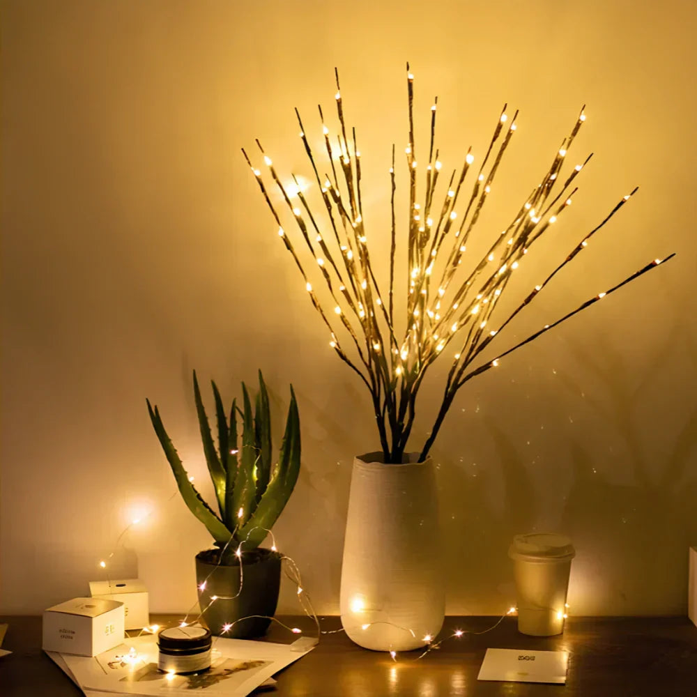 Stylish LED illuminated branches, enhancing home decor with a natural touch