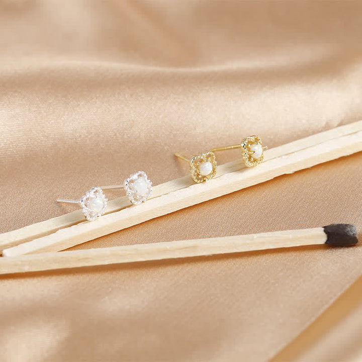 Shimmering vintage opal drop earrings for women, elegant, dainty, and perfect for special occasions.