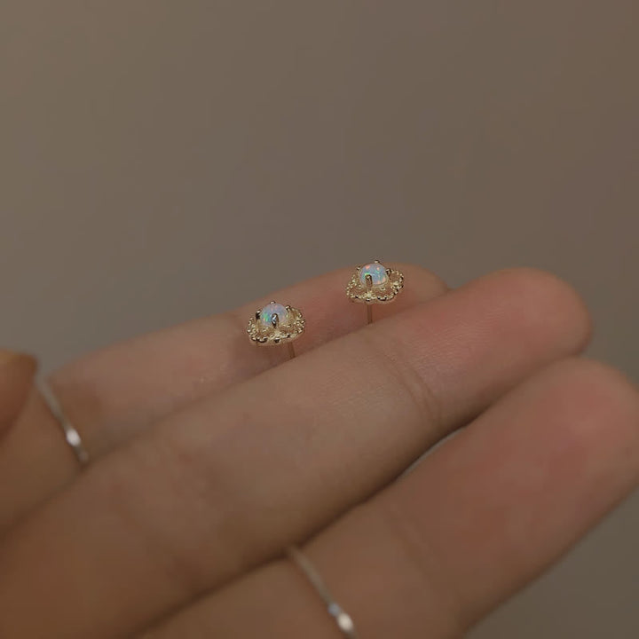 Iridescent vintage opal drop earrings for women, featuring stunning natural opals.