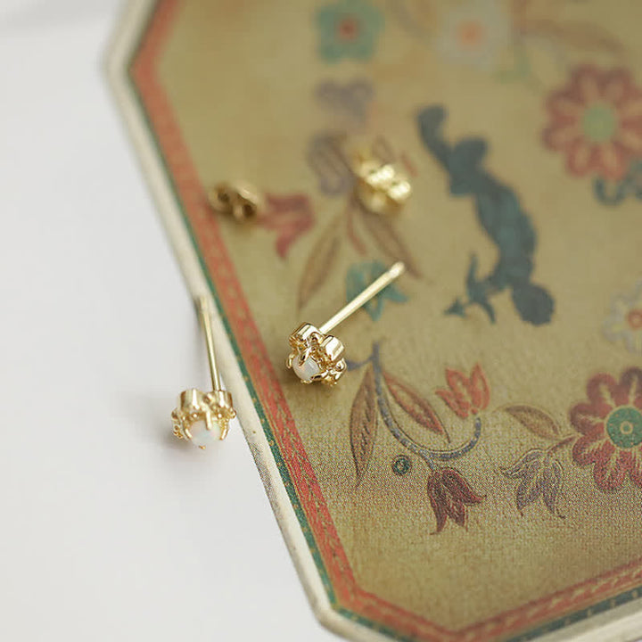 Delicate vintage opal drop earrings, an ideal gift for women, timeless elegant jewelry.