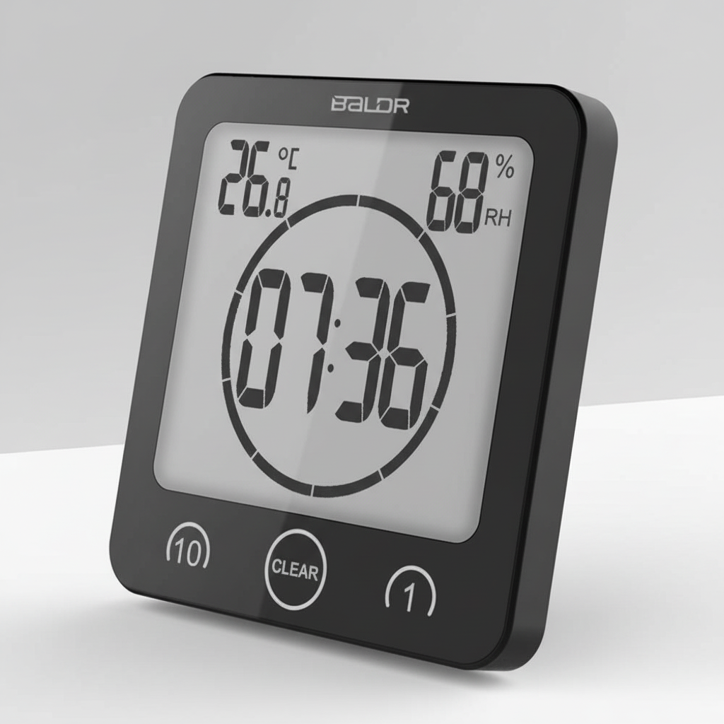 Bathroom accessory: splash-proof digital timer with strong suction cup for shower use