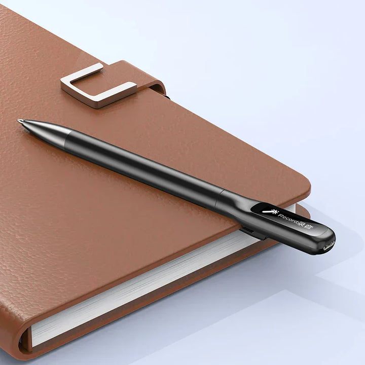 Sleek digital pen audio recorder with OLED display, offering high-quality voice recording and portable convenience.