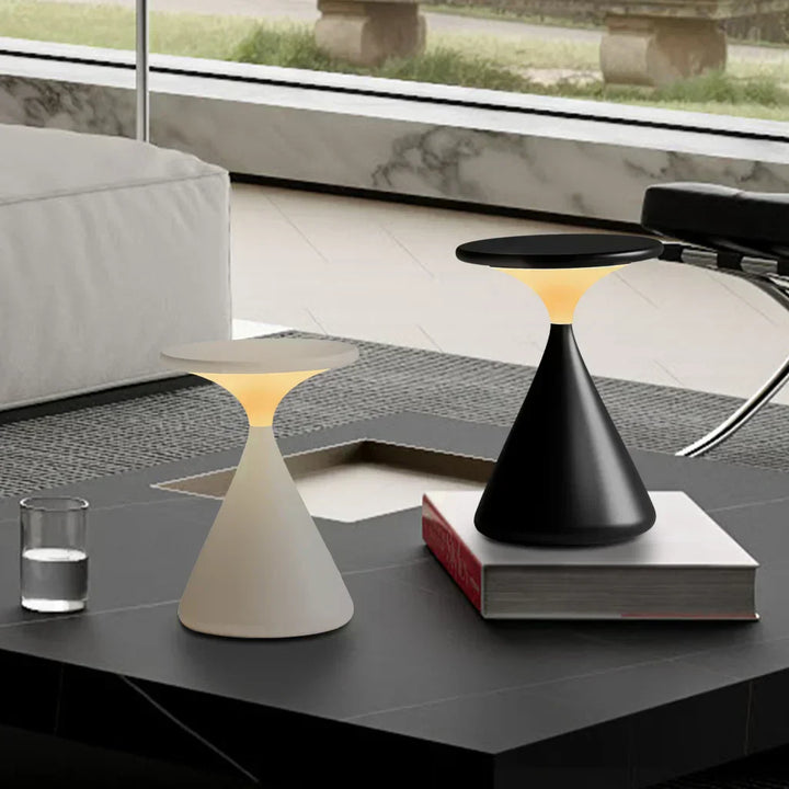 Rechargeable warm light hourglass table lamp, portable dimmable LED for versatile lighting