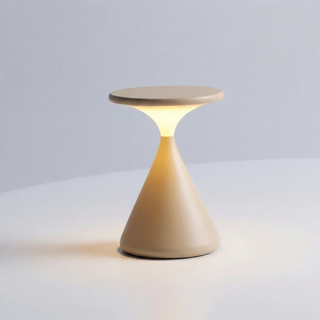 Cordless hourglass LED lamp, warm dimmable light, perfect for creating a cozy atmosphere