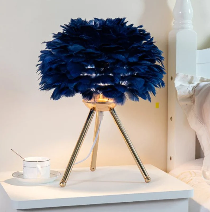 Luxury feather table lamp with soft dimmable light, ideal for creating an elegant ambiance in any room.