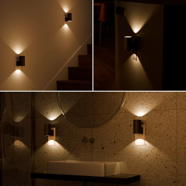 Automatic sensor night light with dimmable LED, ideal for safe navigation in hallways, kitchens, or nurseries.