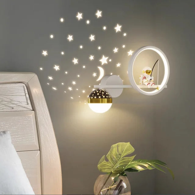 Dimmable LED star wall lamp for playful nursery or modern kids' room decor. Perfect children's lighting.
