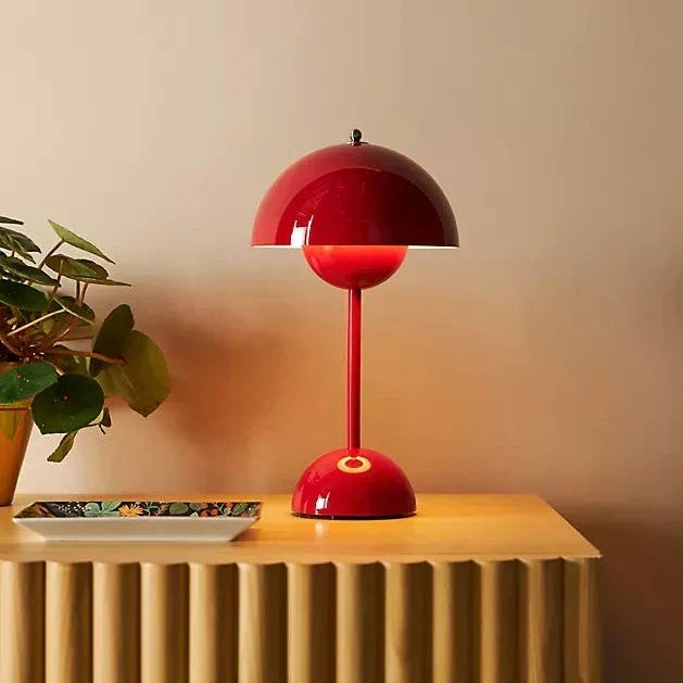 Cozy MoonGlow LED table lamp, dimmable for soft illumination, enhances any bedroom or lounge area.