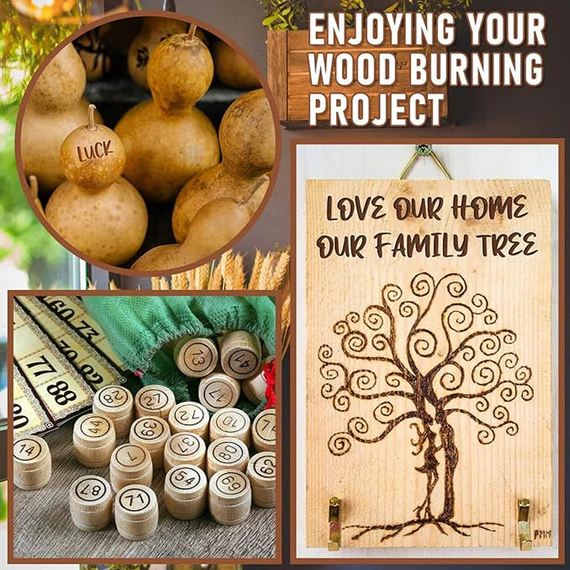Crafting hobbyist's DIY engraving tool for personalized wood & leather items. Woodburning and leathercraft kit.