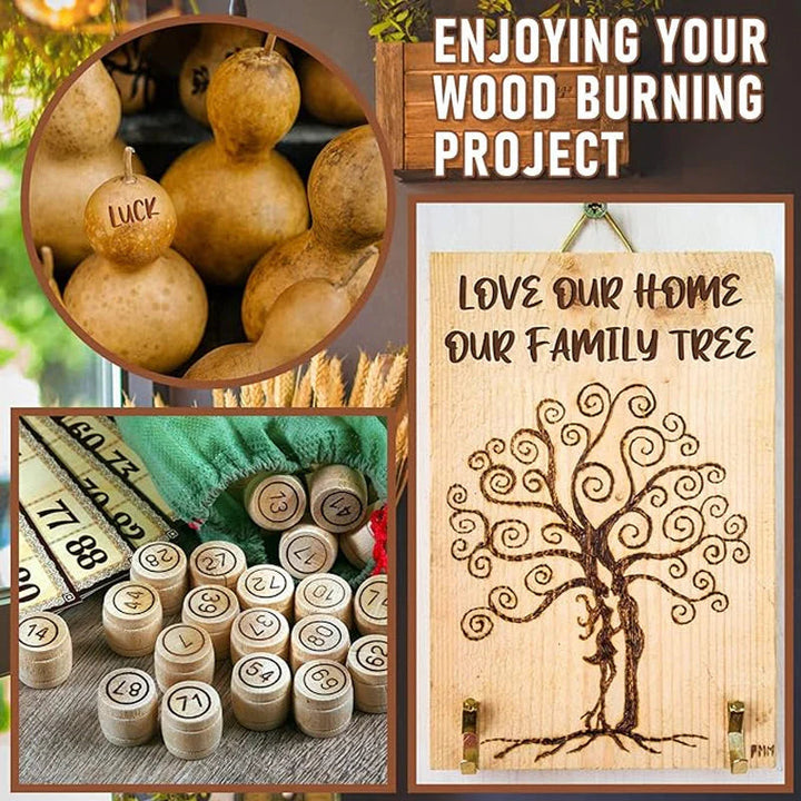 Crafting hobbyist's DIY engraving tool for personalized wood & leather items. Woodburning and leathercraft kit.