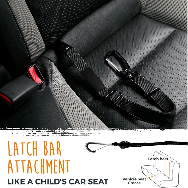 Easy install dog seatbelt, universal pet safety accessory, keeping pets secure in the car.