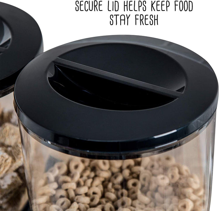 Convenient double dispenser for portion control of cereals, keeping kitchen tidy