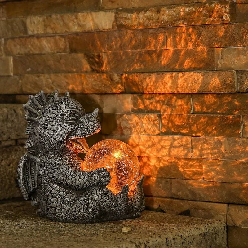Glowing dragon LED table lamp illuminates your room. Fantasy desk light & unique decor gift idea.