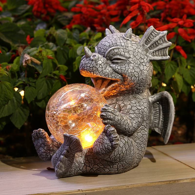 Majestic resin dragon LED table lamp. Fantasy room decor creates a magical ambiance and glow.
