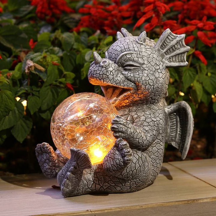 Majestic resin dragon LED table lamp. Fantasy room decor creates a magical ambiance and glow.