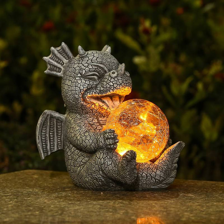 Fantasy dragon LED table lamp. Glowing accent light. Resin mythical decor for any room.
