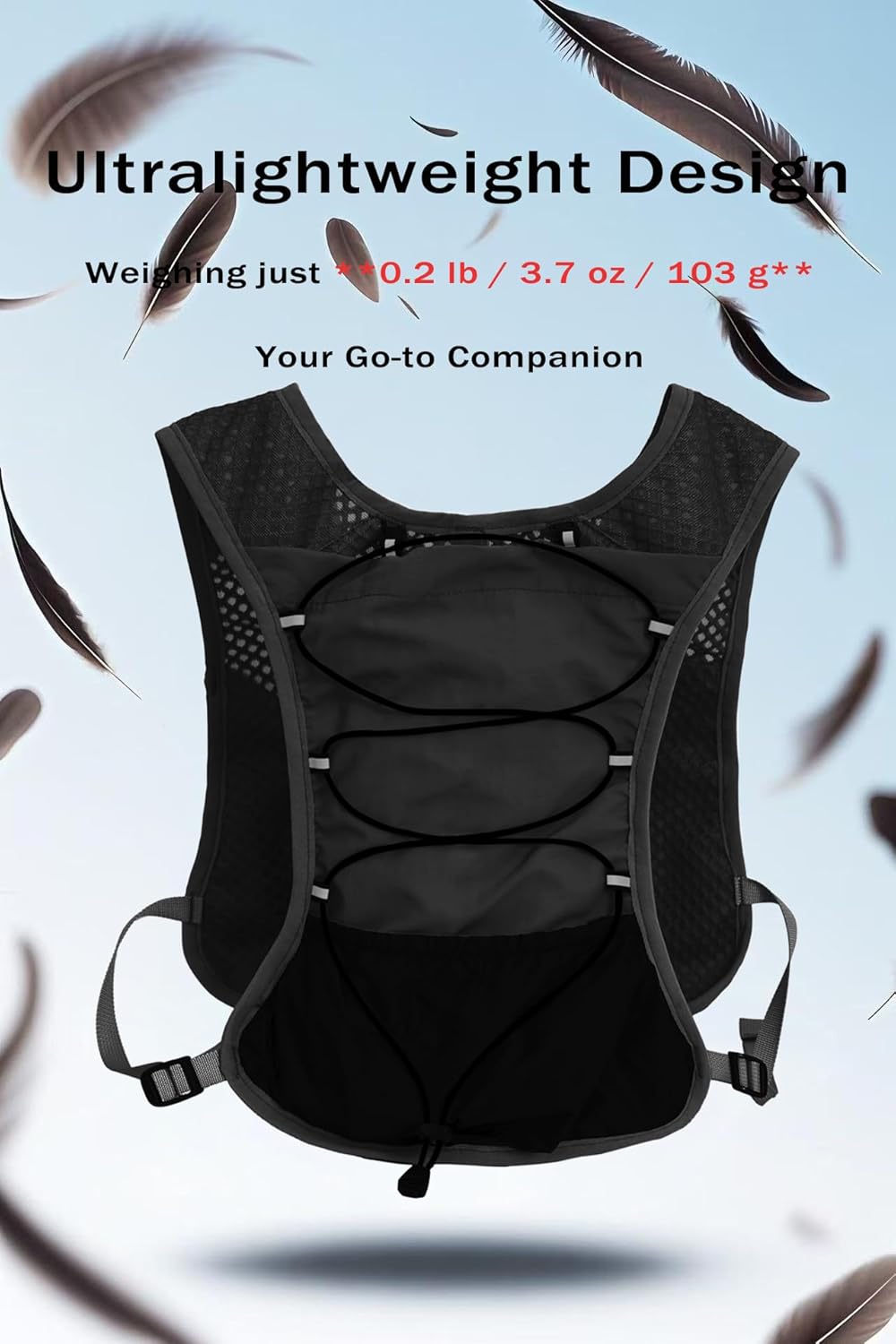 Dravien Ultra-Light Hydration Running Vest side views, front, back, and empty in studio