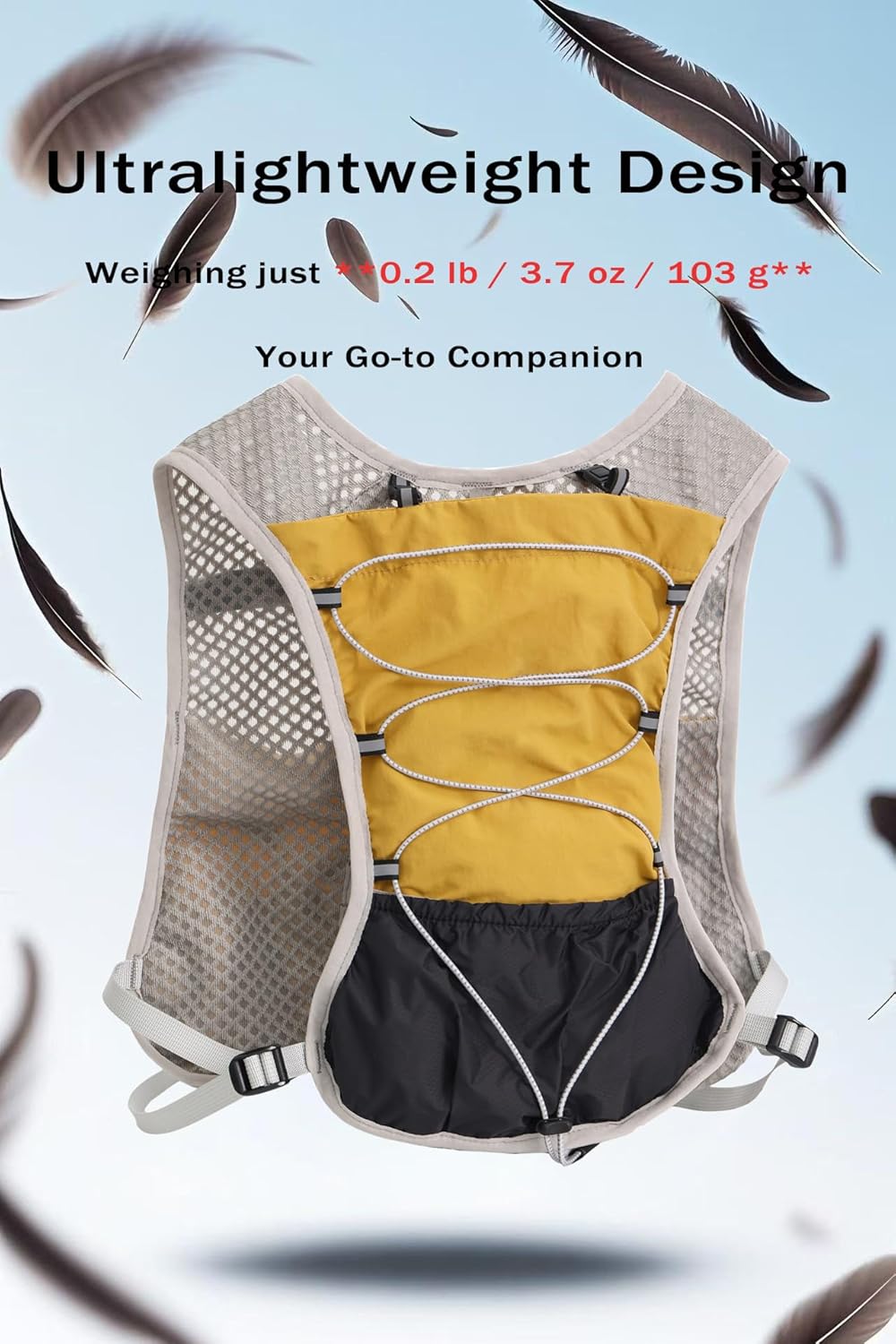 Dravien hydration vest on a table with a stopwatch, essential fitness accessory for athletes