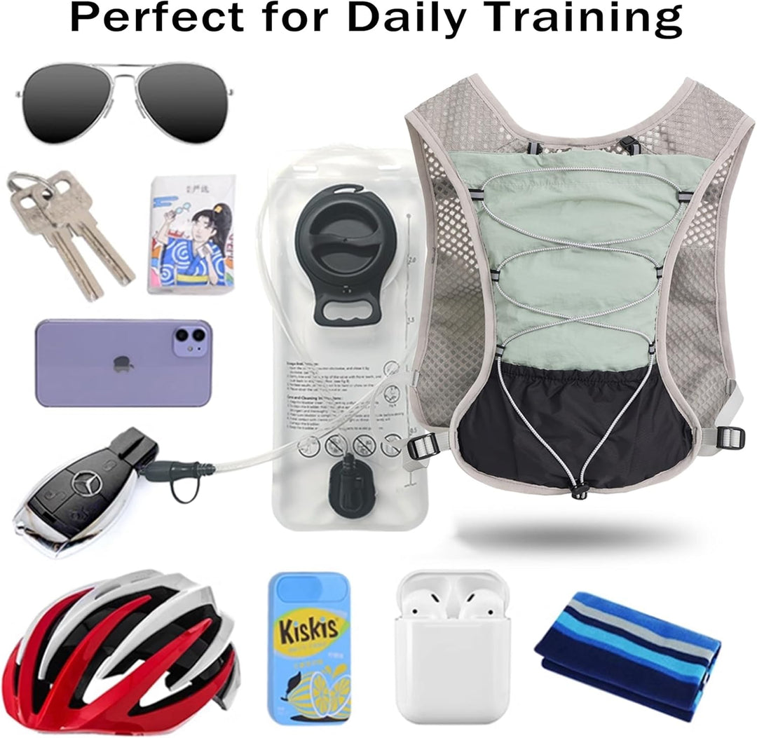 The 2L water bladder of Dravien hydration vest, fully expanded and ready for use