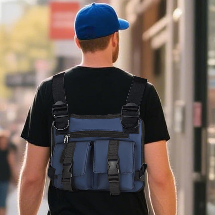 Back view: Men's Dravon athletic vest, breathable material, ideal for running and urban style