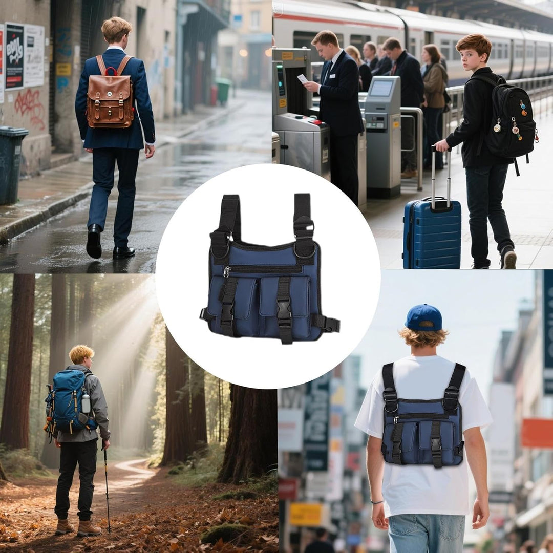 Close-up: Dravon running vest chest pocket, secure zipper, perfect for men's essentials