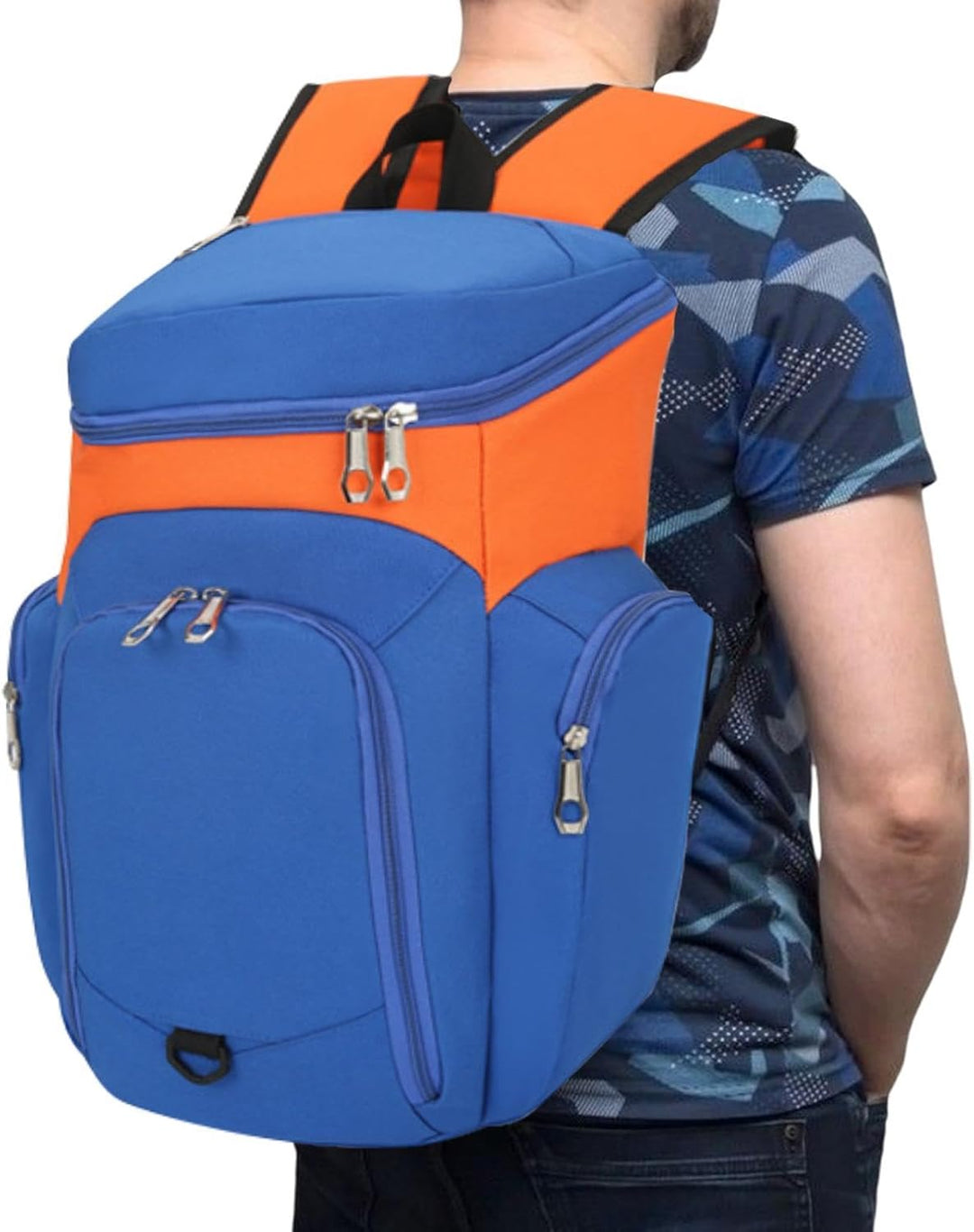 Side view of the 30L men's sports backpack by Draycor, showing water bottle pocket and compression straps.
