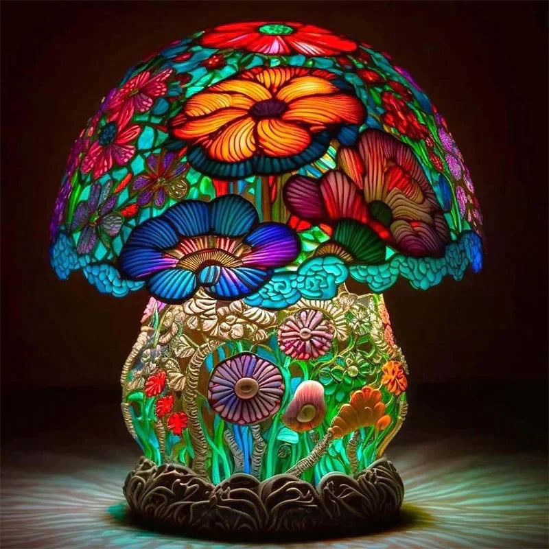 Unique DreamGlow Stained Glass Table Lamp with vintage style. Decorative light, ideal for artistic home decor accent.