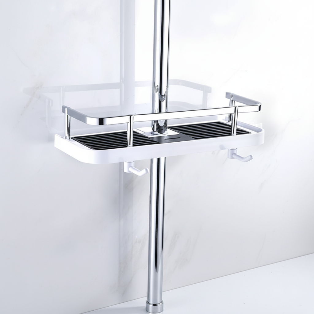 Griplyst bathroom shower shelf, suction cup attached for easy drill-free installation and organization