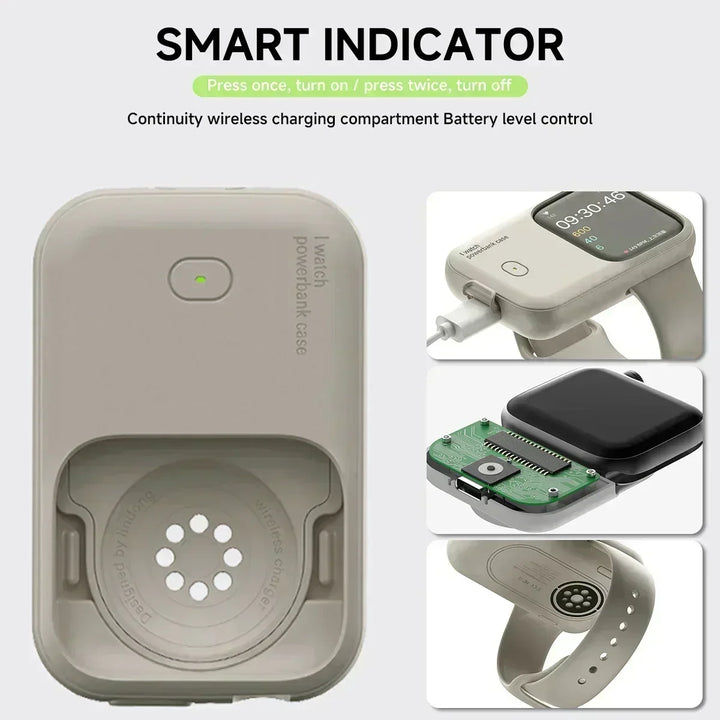 Unisex portable wireless charger for Apple Watch, two units, ideal power bank for on-the-go charging.