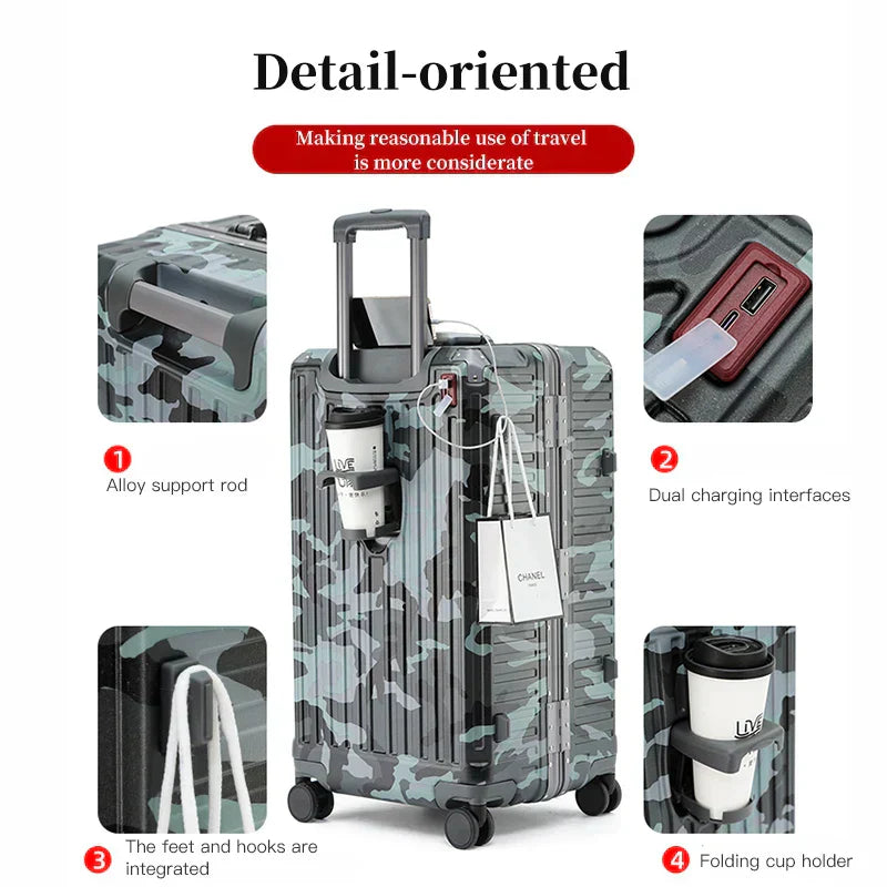 Modern hard shell luggage featuring TSA lock, wide grip handle, and 360° spinner wheels.