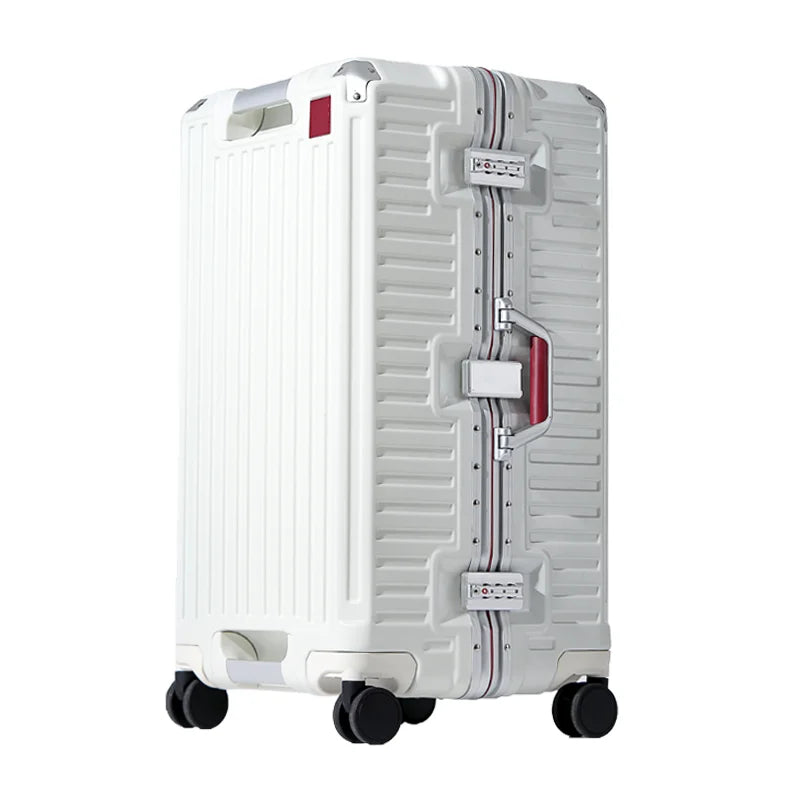 Premium hard shell suitcase with wide grip, spinner wheels, and TSA lock for secure, effortless travel.